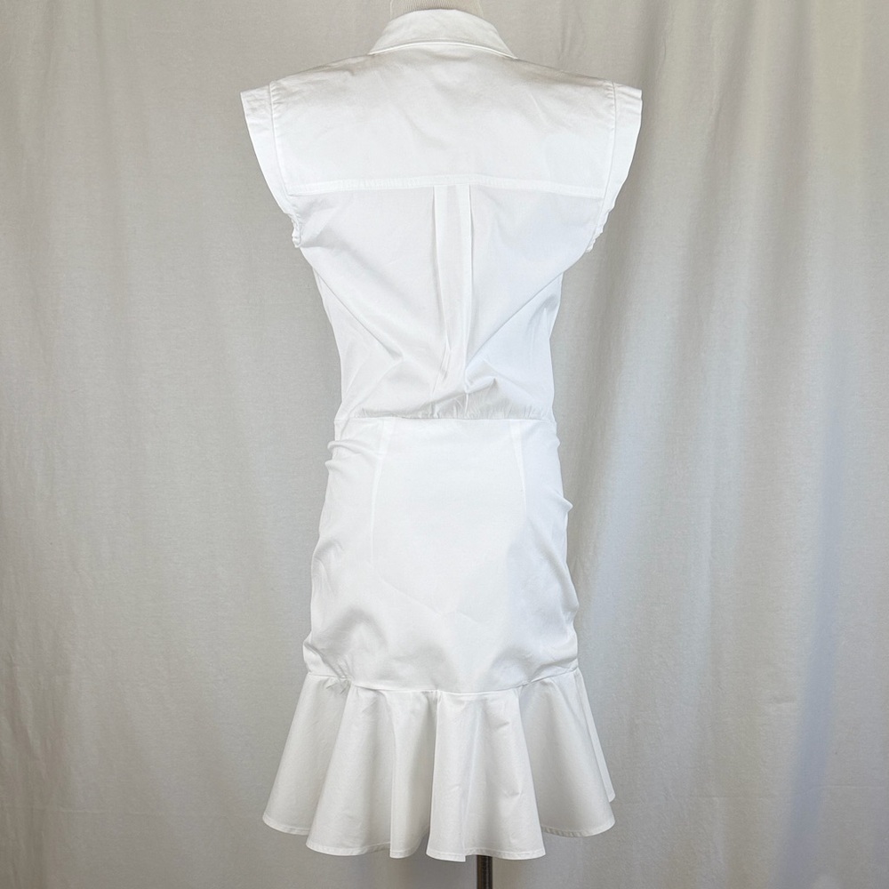 Veronica Beard Bell Ruched Button-Down Dress – Size 6 – White - Picture 6 of 12